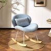 image:imageVINGLI 256 Extra Wide Nursery 115 Armless Rocking Chair Curved Cute CrossLegged Glider Chair with Pillow amp Solid Wood Nursing Chair for Bedroom Living Room Fluffy Fleece Grass GreenTeddy Fleecelight Blue