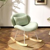 image:imageVINGLI 256 Extra Wide Nursery 115 Armless Rocking Chair Curved Cute CrossLegged Glider Chair with Pillow amp Solid Wood Nursing Chair for Bedroom Living Room Fluffy Fleece Grass GreenTeddy Fleecemint Green