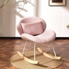 image:imageVINGLI 256 Extra Wide Nursery 115 Armless Rocking Chair Curved Cute CrossLegged Glider Chair with Pillow amp Solid Wood Nursing Chair for Bedroom Living Room Fluffy Fleece Grass GreenTeddy Fleecepink