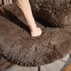 image:imageVINGLI 256 Extra Wide Nursery 115 Armless Rocking Chair Curved Cute CrossLegged Glider Chair with Pillow amp Solid Wood Nursing Chair for Bedroom Living Room Fluffy Fleece Chocolate