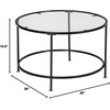 image:imageVINGLI 26 Modern Round Coffee Table Tempered Glass Accent Table with Metal Frame for Living Room