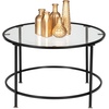 image:imageVINGLI 26 Modern Round Coffee Table Tempered Glass Accent Table with Metal Frame for Living Room