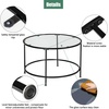 image:imageVINGLI 26 Modern Round Coffee Table Tempered Glass Accent Table with Metal Frame for Living Room