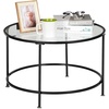 image:imageVINGLI 26 Modern Round Coffee Table Tempered Glass Accent Table with Metal Frame for Living Room
