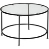 image:imageVINGLI 26 Modern Round Coffee Table Tempered Glass Accent Table with Metal Frame for Living Room