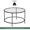 image:imageVINGLI 26 Modern Round Coffee Table Tempered Glass Accent Table with Metal Frame for Living Room