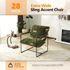 image:imageVINGLI 28 Cute Reading Armchair with Removable Seat Cushion amp Tan Microfiber Seat Base Plush Upholstery Sling Modern Accent Chair with Metal Frame Lazy Chair for Bedroom amp LoungeBeigeOlive Green