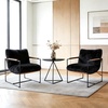 image:imageVINGLI 28 Cute Reading Armchair with Removable Seat Cushion amp Tan Microfiber Seat Base Plush Upholstery Sling Modern Accent Chair with Metal Frame Lazy Chair for Bedroom amp LoungeBeigeBlack