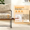 image:imageVINGLI 28 Cute Reading Armchair with Removable Seat Cushion amp Tan Microfiber Seat Base Plush Upholstery Sling Modern Accent Chair with Metal Frame Lazy Chair for Bedroom amp LoungeBeigeBeige