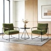 image:imageVINGLI 28 Cute Reading Armchair with Removable Seat Cushion amp Tan Microfiber Seat Base Plush Upholstery Sling Modern Accent Chair with Metal Frame Lazy Chair for Bedroom amp LoungeBeigeOlive Green
