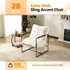 image:imageVINGLI 28 Cute Reading Armchair with Removable Seat Cushion amp Tan Microfiber Seat Base Plush Upholstery Sling Modern Accent Chair with Metal Frame Lazy Chair for Bedroom amp LoungeBeigeWhite