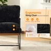 image:imageVINGLI 28 Cute Reading Armchair with Removable Seat Cushion amp Tan Microfiber Seat Base Plush Upholstery Sling Modern Accent Chair with Metal Frame Lazy Chair for Bedroom amp LoungeBeigeBlack