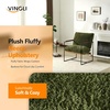 image:imageVINGLI 28 W Criss Cross Sling Accent Chair Set of 2 with Removable Seat Cushion Plush Living Room Chair with Rubber Wood Armrest Comfy Lounge Armchair for Living Room Bedroom amp Balcony BeigeOlive Green