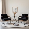 image:imageVINGLI 28 W Criss Cross Sling Accent Chair Set of 2 with Removable Seat Cushion Plush Living Room Chair with Rubber Wood Armrest Comfy Lounge Armchair for Living Room Bedroom amp Balcony BeigeBlack