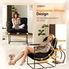image:imageVINGLI 28 W Criss Cross Sling Accent Chair Set of 2 with Removable Seat Cushion Plush Living Room Chair with Rubber Wood Armrest Comfy Lounge Armchair for Living Room Bedroom amp Balcony BeigeBlack