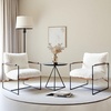 image:imageVINGLI 28 W Criss Cross Sling Accent Chair Set of 2 with Removable Seat Cushion Plush Living Room Chair with Rubber Wood Armrest Comfy Lounge Armchair for Living Room Bedroom amp Balcony BeigeWhite