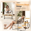 image:imageVINGLI 28 W Criss Cross Sling Accent Chair Set of 2 with Removable Seat Cushion Plush Living Room Chair with Rubber Wood Armrest Comfy Lounge Armchair for Living Room Bedroom amp Balcony BeigeWhite