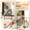 image:imageVINGLI 28 W Criss Cross Sling Accent Chair Set of 2 with Removable Seat Cushion Plush Living Room Chair with Rubber Wood Armrest Comfy Lounge Armchair for Living Room Bedroom amp Balcony BeigeAqua