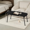 image:imageVINGLI 315 Folding Coffee Table Portable Small Coffee Tables for Living Room Foldable Center Table for Small Spaces No Assembly Needed WalnutOnyx Black