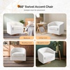 image:imageVINGLI 360Swivel Accent Chairs Set of 2 with Engineered Wood Base and Removable Cushion for Living Room Bedroom Curved Back Barrel Chairs for Small Space Upholstered Bucket Armchairs Teddy WhiteTeddywhite