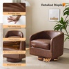 image:imageVINGLI 360Swivel Accent Chairs Set of 2 with Engineered Wood Base and Removable Cushion for Living Room Bedroom Curved Back Barrel Chairs for Small Space Upholstered Bucket Armchairs Teddy WhitePubrown