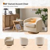 image:imageVINGLI 360Swivel Accent Chairs Set of 2 with Engineered Wood Base and Removable Cushion for Living Room Bedroom Curved Back Barrel Chairs for Small Space Upholstered Bucket Armchairs Teddy WhiteTeddykhaki