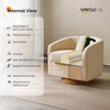 image:imageVINGLI 360Swivel Accent Chairs Set of 2 with Engineered Wood Base and Removable Cushion for Living Room Bedroom Curved Back Barrel Chairs for Small Space Upholstered Bucket Armchairs Teddy WhiteTeddykhaki