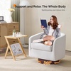 image:imageVINGLI 360Swivel Accent Chairs Set of 2 with Engineered Wood Base and Removable Cushion for Living Room Bedroom Curved Back Barrel Chairs for Small Space Upholstered Bucket Armchairs Teddy WhiteLinenbeige