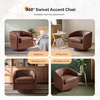 image:imageVINGLI 360Swivel Accent Chairs Set of 2 with Engineered Wood Base and Removable Cushion for Living Room Bedroom Curved Back Barrel Chairs for Small Space Upholstered Bucket Armchairs Teddy WhitePubrown