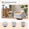 image:imageVINGLI 360Swivel Accent Chairs Set of 2 with Engineered Wood Base and Removable Cushion for Living Room Bedroom Curved Back Barrel Chairs for Small Space Upholstered Bucket Armchairs Teddy WhiteLinenbeige
