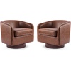 image:imageVINGLI 360Swivel Accent Chairs Set of 2 with Engineered Wood Base and Removable Cushion for Living Room Bedroom Curved Back Barrel Chairs for Small Space Upholstered Bucket Armchairs Teddy WhitePubrown