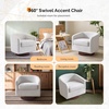 image:imageVINGLI 360Swivel Accent Chairs Set of 2 with Engineered Wood Base and Removable Cushion for Living Room Bedroom Curved Back Barrel Chairs for Small Space Upholstered Bucket Armchairs Teddy WhiteLinenbeige