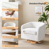 image:imageVINGLI 360Swivel Accent Chairs Set of 2 with Engineered Wood Base and Removable Cushion for Living Room Bedroom Curved Back Barrel Chairs for Small Space Upholstered Bucket Armchairs Teddy WhiteTeddywhite