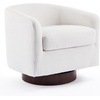 image:imageVINGLI 360Swivel Accent Chairs Set of 2 with Engineered Wood Base and Removable Cushion for Living Room Bedroom Curved Back Barrel Chairs for Small Space Upholstered Bucket Armchairs Teddy WhiteLinenbeige