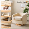 image:imageVINGLI 360Swivel Accent Chairs Set of 2 with Engineered Wood Base and Removable Cushion for Living Room Bedroom Curved Back Barrel Chairs for Small Space Upholstered Bucket Armchairs Teddy WhiteTeddykhaki