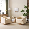 image:imageVINGLI 360Swivel Accent Chairs Set of 2 with Engineered Wood Base and Removable Cushion for Living Room Bedroom Curved Back Barrel Chairs for Small Space Upholstered Bucket Armchairs Teddy WhiteTeddykhaki