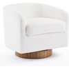 image:imageVINGLI 360Swivel Accent Chairs Set of 2 with Engineered Wood Base and Removable Cushion for Living Room Bedroom Curved Back Barrel Chairs for Small Space Upholstered Bucket Armchairs Teddy WhiteTeddywhite