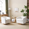 image:imageVINGLI 360Swivel Accent Chairs Set of 2 with Engineered Wood Base and Removable Cushion for Living Room Bedroom Curved Back Barrel Chairs for Small Space Upholstered Bucket Armchairs Teddy WhiteTeddywhite