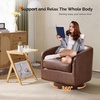 image:imageVINGLI 360Swivel Accent Chairs Set of 2 with Engineered Wood Base and Removable Cushion for Living Room Bedroom Curved Back Barrel Chairs for Small Space Upholstered Bucket Armchairs Teddy WhitePubrown