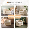 image:imageVINGLI 360Swivel Accent Chairs Set of 2 with Engineered Wood Base and Removable Cushion for Living Room Bedroom Curved Back Barrel Chairs for Small Space Upholstered Bucket Armchairs Teddy WhiteTeddykhaki