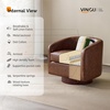image:imageVINGLI 360Swivel Accent Chairs Set of 2 with Engineered Wood Base and Removable Cushion for Living Room Bedroom Curved Back Barrel Chairs for Small Space Upholstered Bucket Armchairs Teddy WhitePubrown