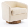 image:imageVINGLI 360Swivel Accent Chairs Set of 2 with Engineered Wood Base and Removable Cushion for Living Room Bedroom Curved Back Barrel Chairs for Small Space Upholstered Bucket Armchairs Teddy WhiteTeddykhaki