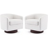 image:imageVINGLI 360Swivel Accent Chairs Set of 2 with Engineered Wood Base and Removable Cushion for Living Room Bedroom Curved Back Barrel Chairs for Small Space Upholstered Bucket Armchairs Teddy WhiteLinenbeige