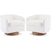 image:imageVINGLI 360Swivel Accent Chairs Set of 2 with Engineered Wood Base and Removable Cushion for Living Room Bedroom Curved Back Barrel Chairs for Small Space Upholstered Bucket Armchairs Teddy WhiteTeddywhite