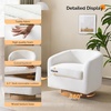 image:imageVINGLI 360Swivel Accent Chairs Set of 2 with Engineered Wood Base and Removable Cushion for Living Room Bedroom Curved Back Barrel Chairs for Small Space Upholstered Bucket Armchairs Teddy WhiteTeddywhite