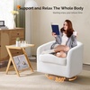image:imageVINGLI 360Swivel Accent Chairs Set of 2 with Engineered Wood Base and Removable Cushion for Living Room Bedroom Curved Back Barrel Chairs for Small Space Upholstered Bucket Armchairs Teddy WhiteTeddywhite