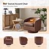 image:imageVINGLI 360Swivel Accent Chairs Set of 2 with Engineered Wood Base and Removable Cushion for Living Room Bedroom Curved Back Barrel Chairs for Small Space Upholstered Bucket Armchairs Teddy WhitePubrown