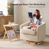 image:imageVINGLI 360Swivel Accent Chairs Set of 2 with Engineered Wood Base and Removable Cushion for Living Room Bedroom Curved Back Barrel Chairs for Small Space Upholstered Bucket Armchairs Teddy WhiteTeddykhaki