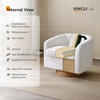 image:imageVINGLI 360Swivel Accent Chairs Set of 2 with Engineered Wood Base and Removable Cushion for Living Room Bedroom Curved Back Barrel Chairs for Small Space Upholstered Bucket Armchairs Teddy WhiteTeddywhite