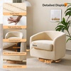 image:imageVINGLI 360Swivel Accent Chairs Set of 2 with Engineered Wood Base and Removable Cushion for Living Room Bedroom Curved Back Barrel Chairs for Small Space Upholstered Bucket Armchairs Teddy WhiteTeddykhaki